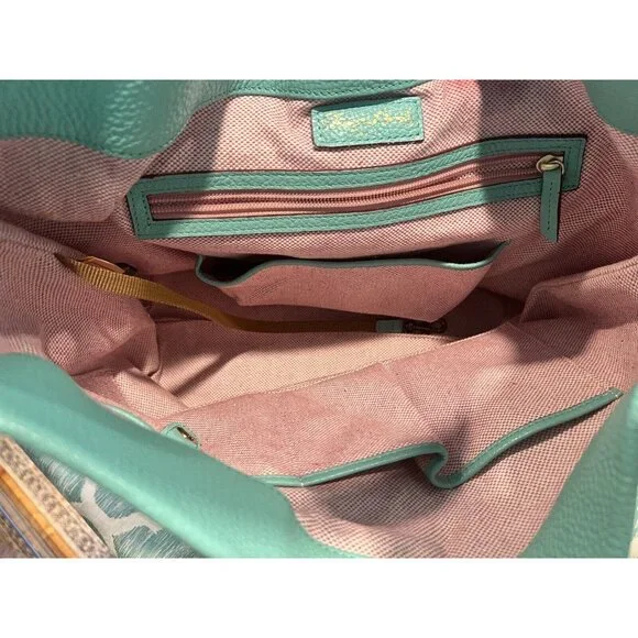 Dooney & Bourke Pebble Grain Logo Lock Sac Handbag Spearmint Tiffany Wallet Key - Picture 12 of 16